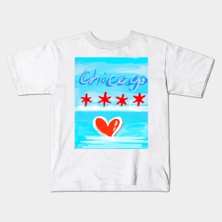 Chicago Flag & Heart Kids T-Shirt